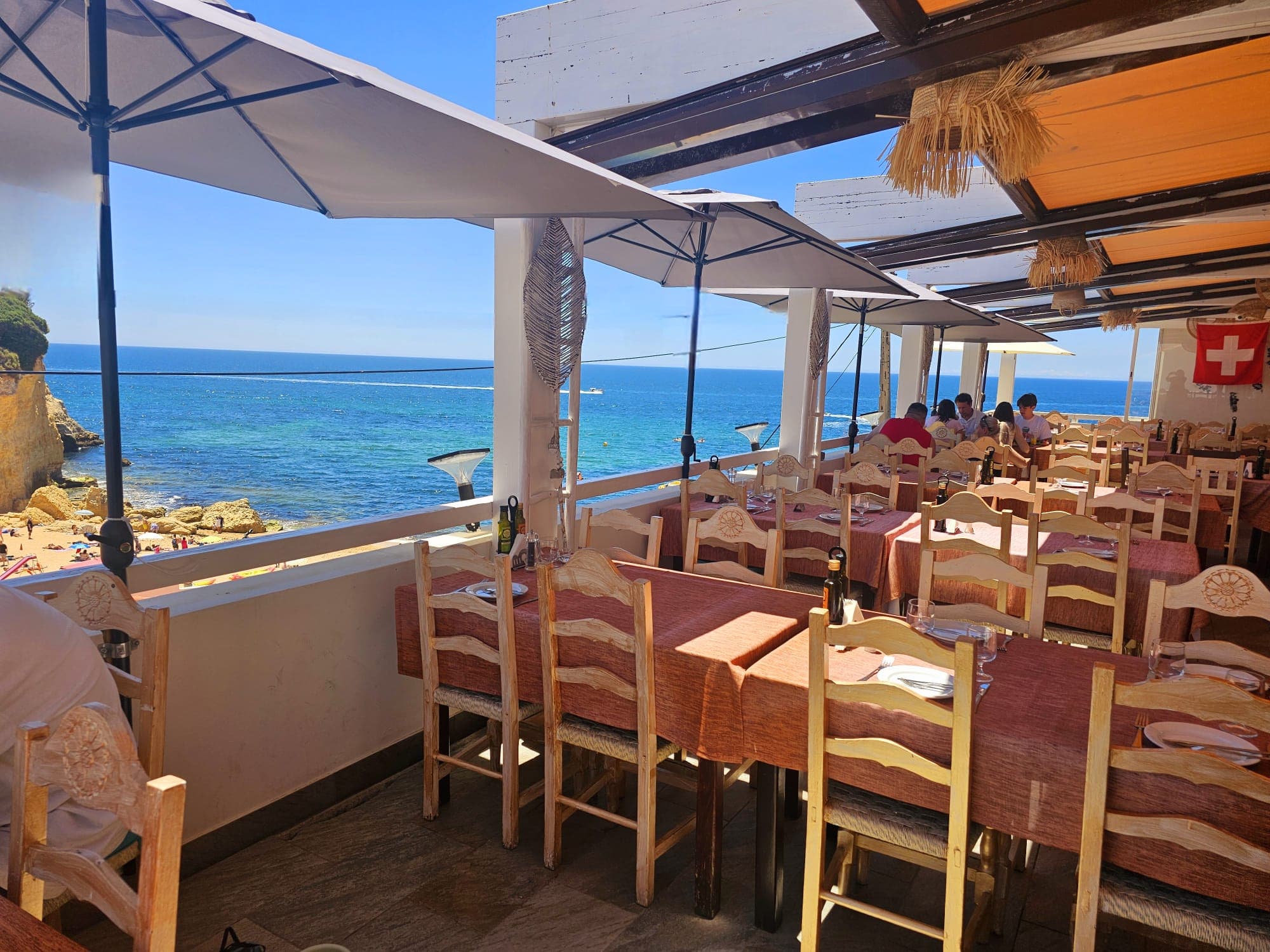Restaurant interior with ocean view